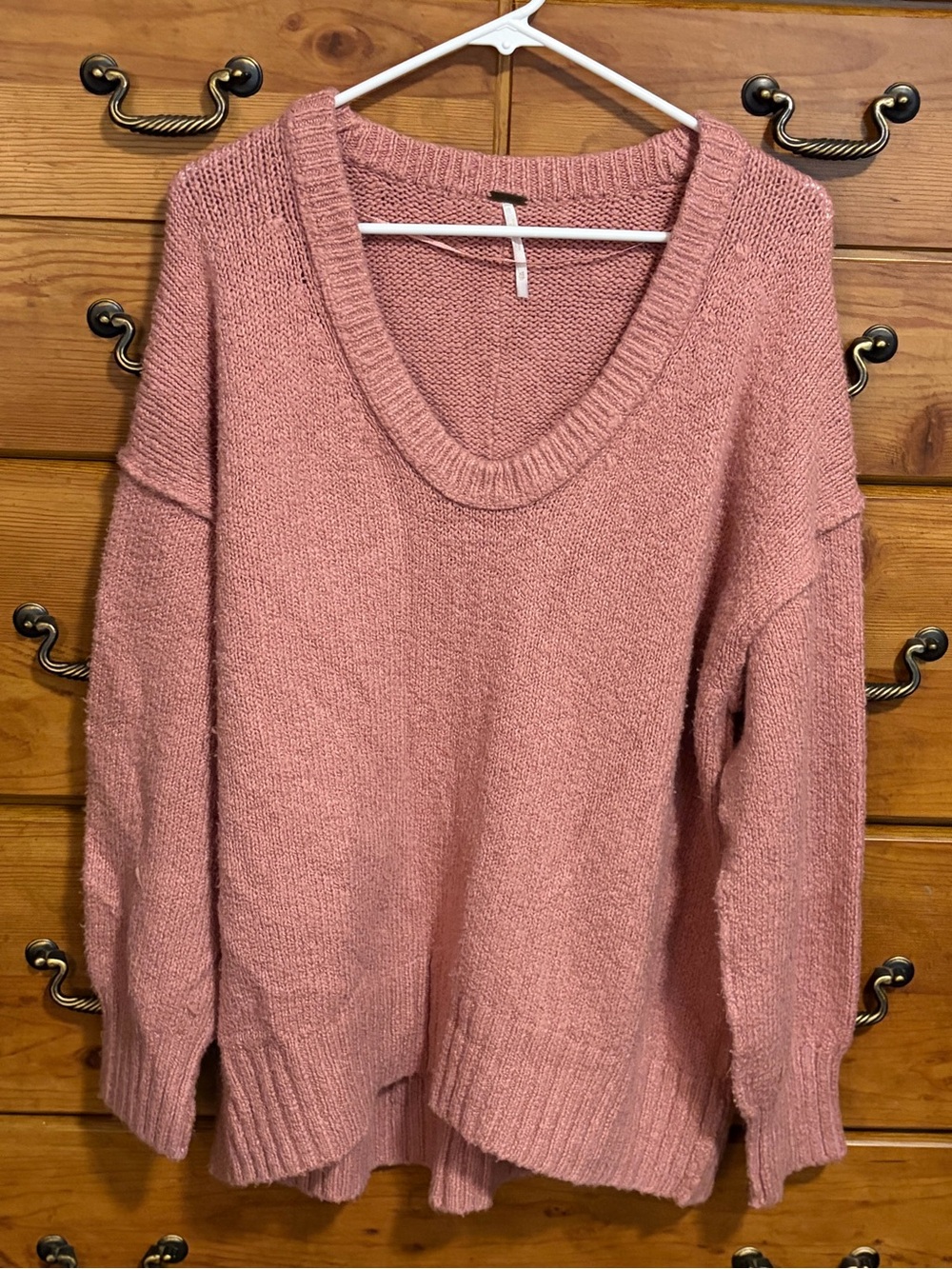 Free People Dusty Rose V-Neck Knit Sweater